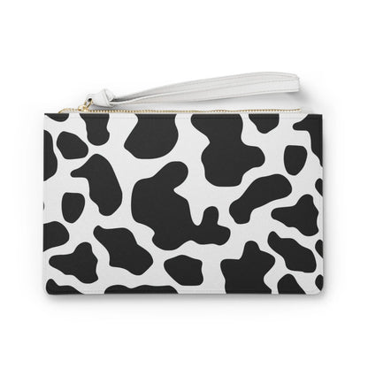 Cow Print Black White Clutch Bag With Hand Strap - One size - Makeup Bags