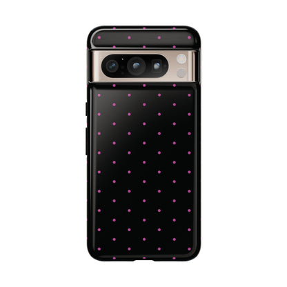 Elegant Pink Dot Black Tough Phone Case Stylish Accessories, - Google Pixel 8 Pro / Glossy - Mobile Phone Cases