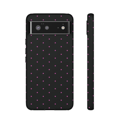 Elegant Pink Dot Black Tough Phone Case Stylish Accessories, - Google Pixel 6 / Matte - Mobile Phone Cases