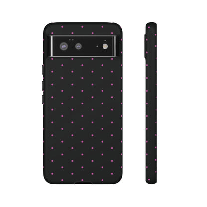 Elegant Pink Dot Black Tough Phone Case Stylish Accessories, - Google Pixel 6 / Matte - Mobile Phone Cases