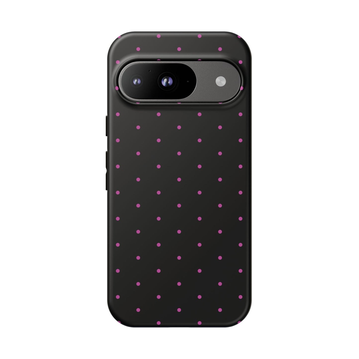 Elegant Pink Dot Black Tough Phone Case Stylish Accessories, - Google Pixel 9 / Matte - Mobile Phone Cases