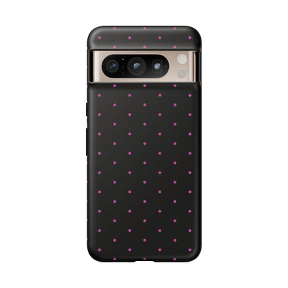 Elegant Pink Dot Black Tough Phone Case Stylish Accessories, - Google Pixel 8 Pro / Matte - Mobile Phone Cases