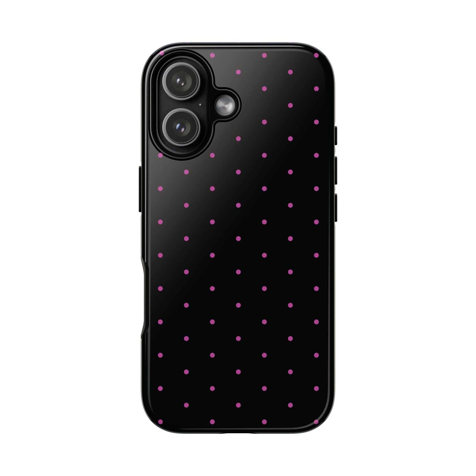 Elegant Pink Dot Black Tough Phone Case Stylish Accessories, - iPhone 17 / Glossy - Mobile Phone Cases