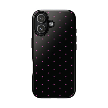 Elegant Pink Dot Black Tough Phone Case Stylish Accessories, - iPhone 17 / Glossy - Mobile Phone Cases