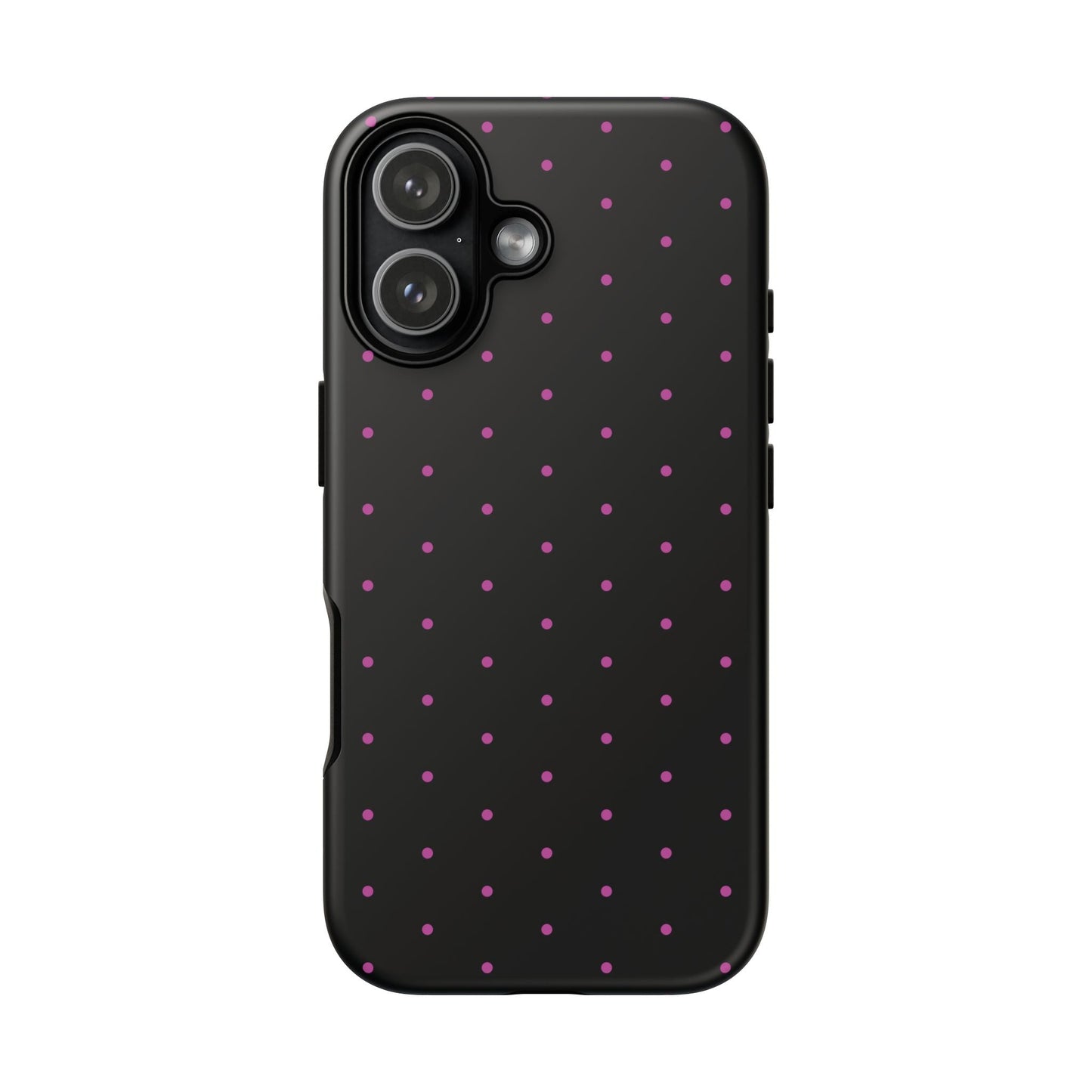Elegant Pink Dot Black Tough Phone Case Stylish Accessories, - iPhone 17 / Matte - Mobile Phone Cases