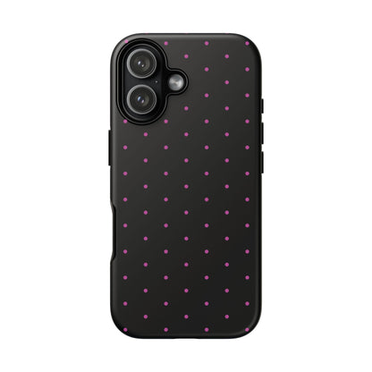 Elegant Pink Dot Black Tough Phone Case Stylish Accessories, - iPhone 17 / Matte - Mobile Phone Cases