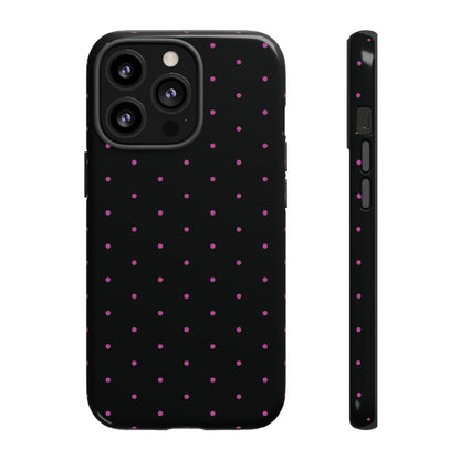 Elegant Pink Dot Black Tough Phone Case Stylish Accessories, - iPhone 13 Pro / Glossy - Mobile Phone Cases