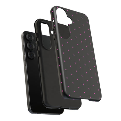 Elegant Pink Dot Black Tough Phone Case Stylish Accessories, - Mobile Phone Cases