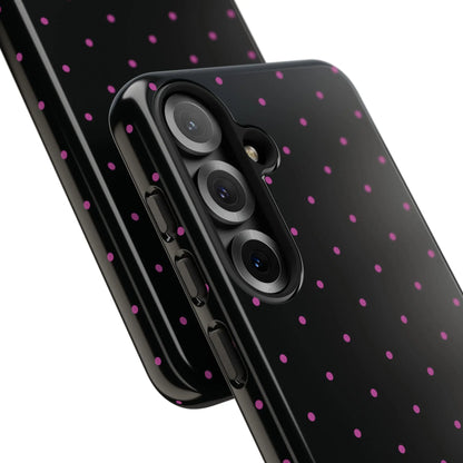 Elegant Pink Dot Black Tough Phone Case Stylish Accessories, - Mobile Phone Cases