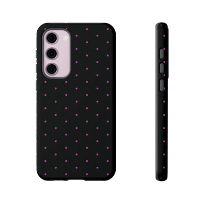 Elegant Pink Dot Black Tough Phone Case Stylish Accessories, - Samsung Galaxy S23 Plus / Matte - Mobile Phone Cases