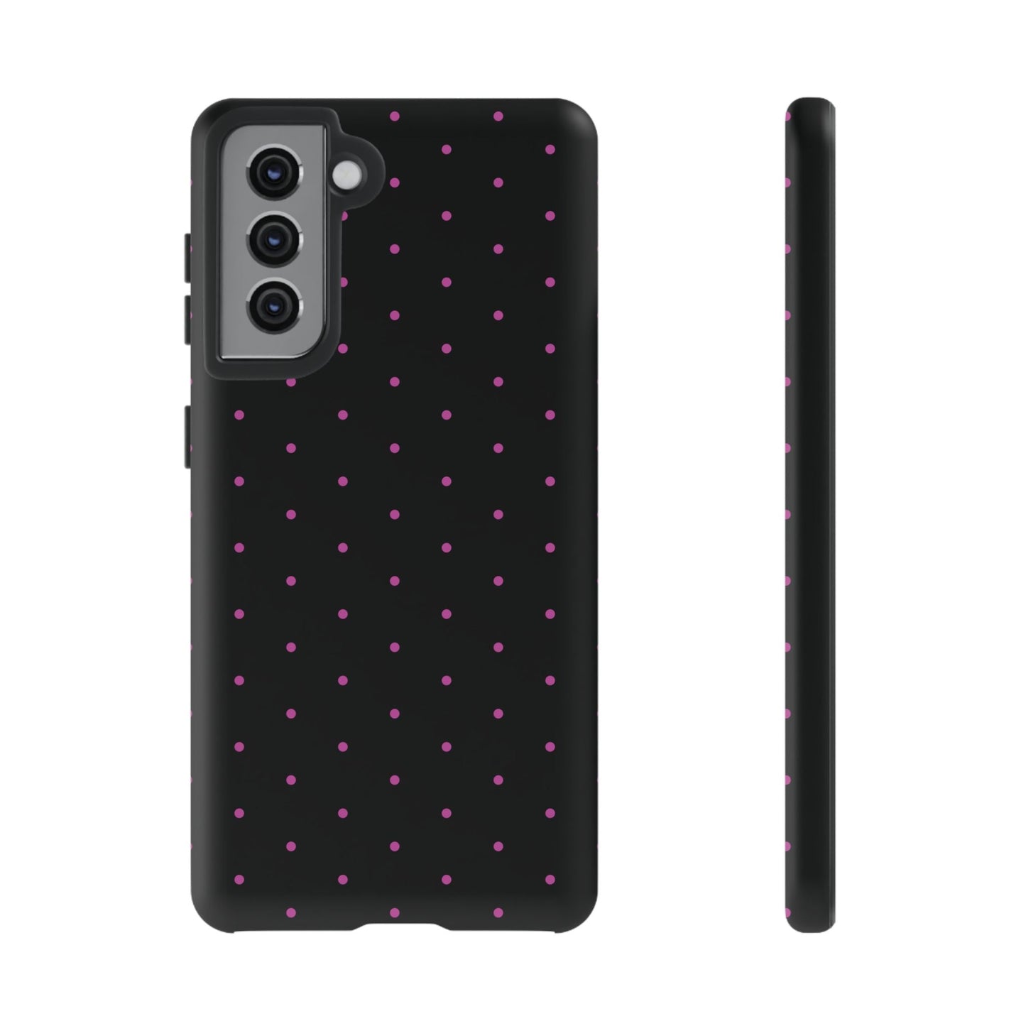 Elegant Pink Dot Black Tough Phone Case Stylish Accessories, - Samsung Galaxy S21 / Matte - Mobile Phone Cases