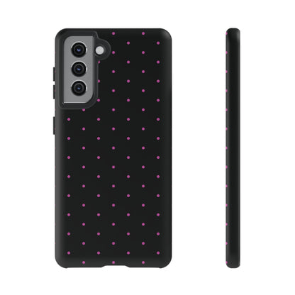 Elegant Pink Dot Black Tough Phone Case Stylish Accessories, - Samsung Galaxy S21 / Matte - Mobile Phone Cases