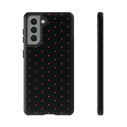 Elegant Pink Dot Black Tough Phone Case Stylish Accessories, - Samsung Galaxy S21 / Glossy - Mobile Phone Cases