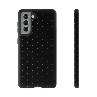 Elegant Pink Dot Black Tough Phone Case Stylish Accessories, - Samsung Galaxy S21 / Glossy - Mobile Phone Cases