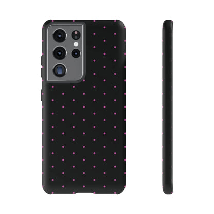 Elegant Pink Dot Black Tough Phone Case Stylish Accessories, - Samsung Galaxy S21 Ultra / Matte - Mobile Phone Cases