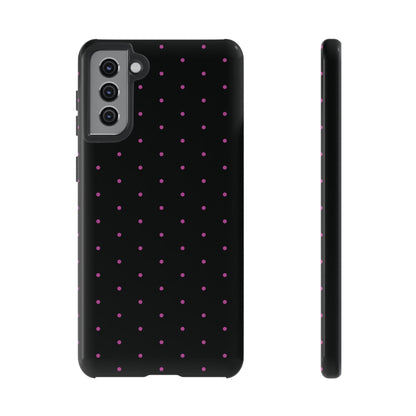 Elegant Pink Dot Black Tough Phone Case Stylish Accessories, - Samsung Galaxy S21 Plus / Glossy - Mobile Phone Cases