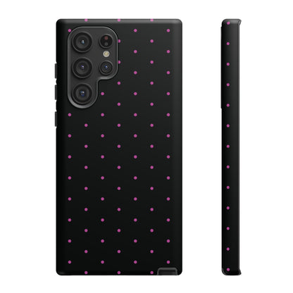 Elegant Pink Dot Black Tough Phone Case Stylish Accessories, - Samsung Galaxy S22 Ultra / Matte - Mobile Phone Cases