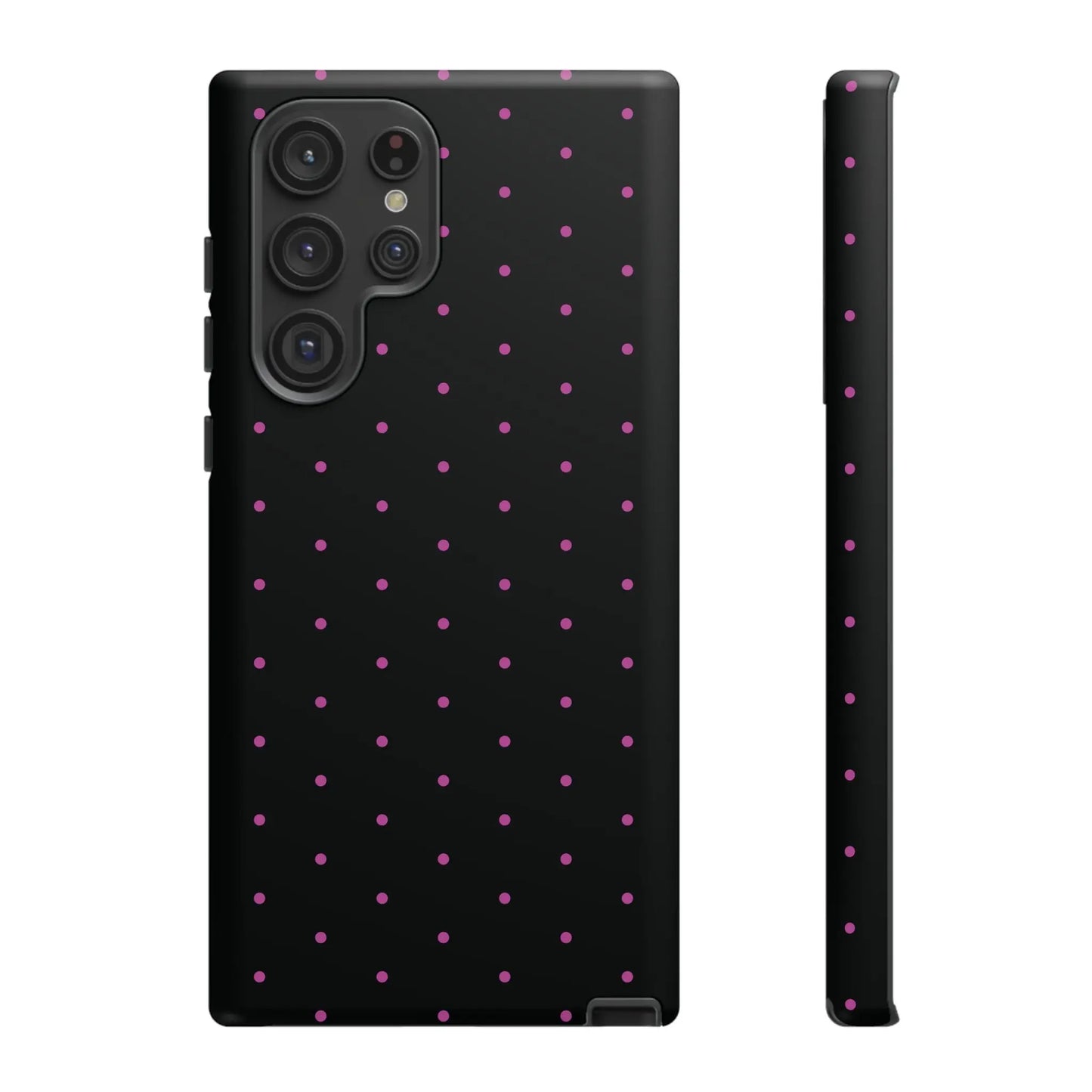 Elegant Pink Dot Black Tough Phone Case Stylish Accessories, - Samsung Galaxy S22 Ultra / Matte - Mobile Phone Cases