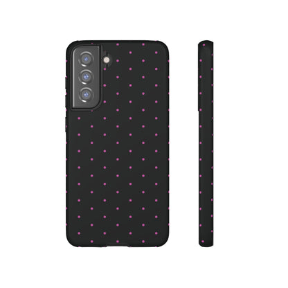 Elegant Pink Dot Black Tough Phone Case Stylish Accessories, - Samsung Galaxy S21 FE / Matte - Mobile Phone Cases