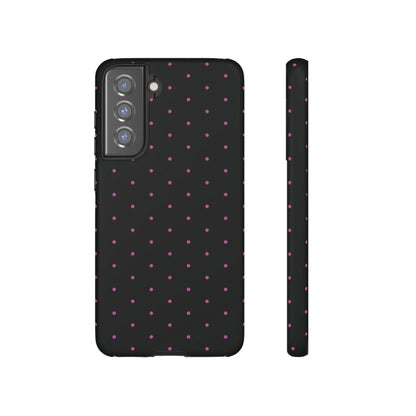 Elegant Pink Dot Black Tough Phone Case Stylish Accessories, - Samsung Galaxy S21 FE / Matte - Mobile Phone Cases