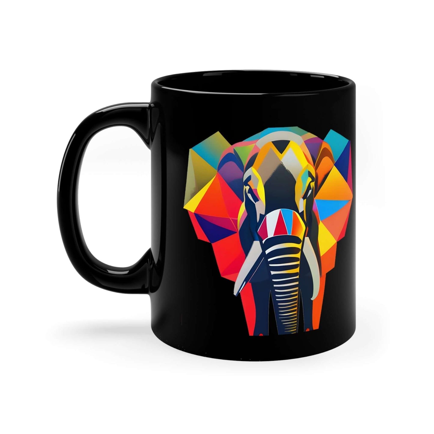 Elephant Black ceramic coffee mug 11oz