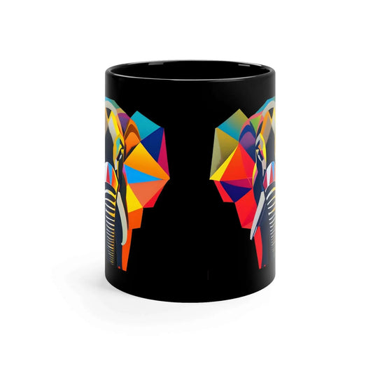 Elephant Black ceramic coffee mug 11oz