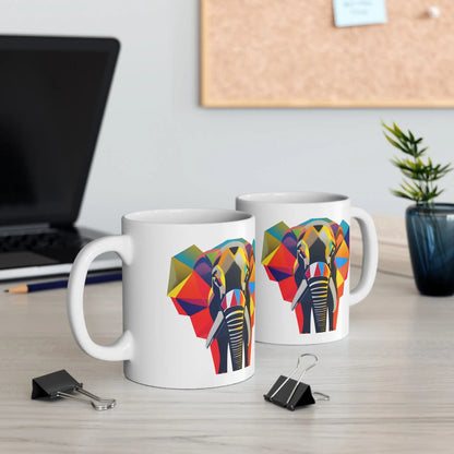 Elephant White Coffee Ceramic Mug - 11oz - Mug