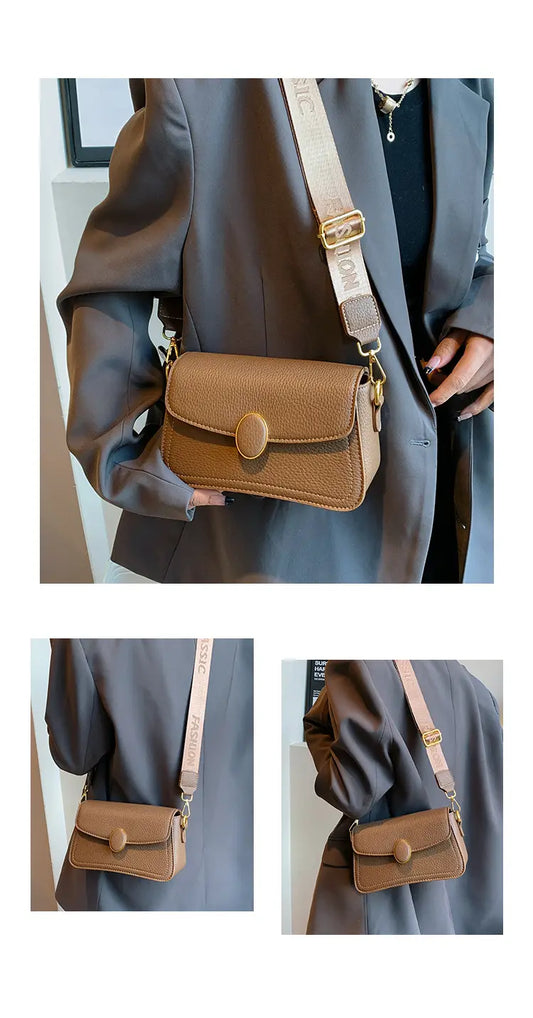 Handbag Stylish Wide Shoulder Strap Small Square Bag Fashionable.