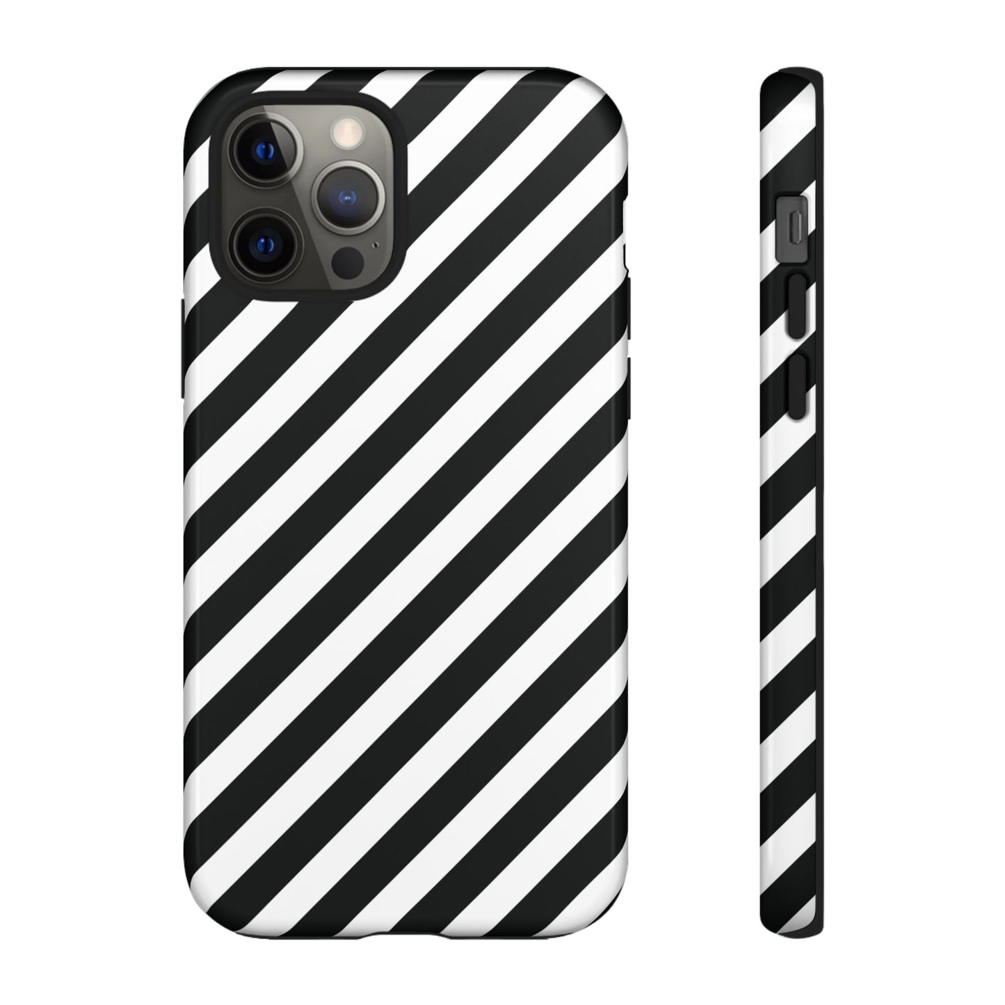 Phone Case High Gloss Black and White Diagonal Tough Case Protective Cover Sleek Cell Phone Case Modern Smartphone