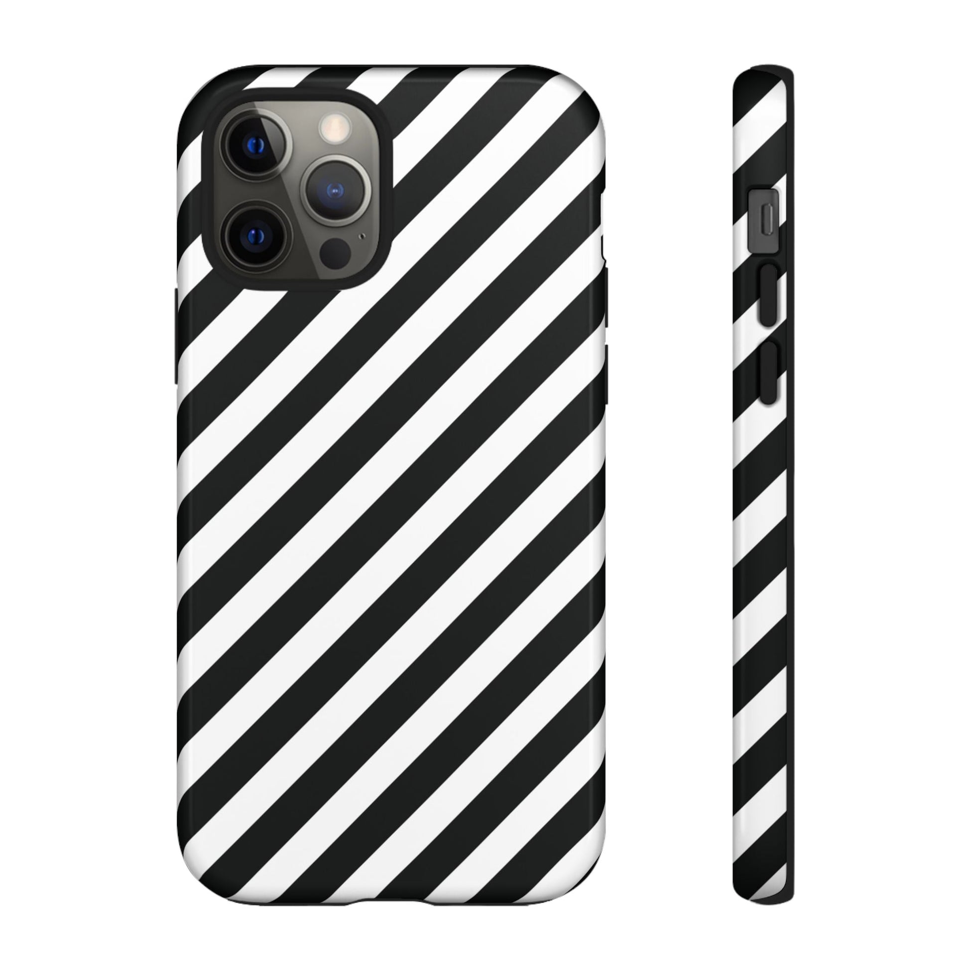 Phone Case High Gloss Black and White Diagonal Tough Case Protective Cover Sleek Cell Phone Case Modern Smartphone