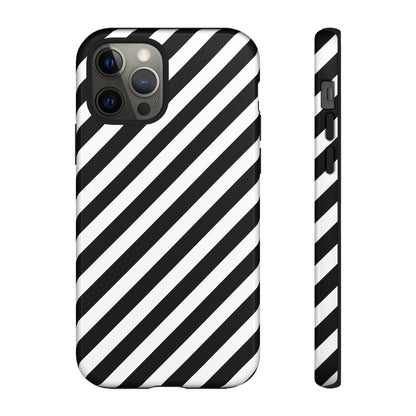 Phone Case High Gloss Black and White Diagonal Tough Case Protective Cover Sleek Cell Phone Case Modern Smartphone