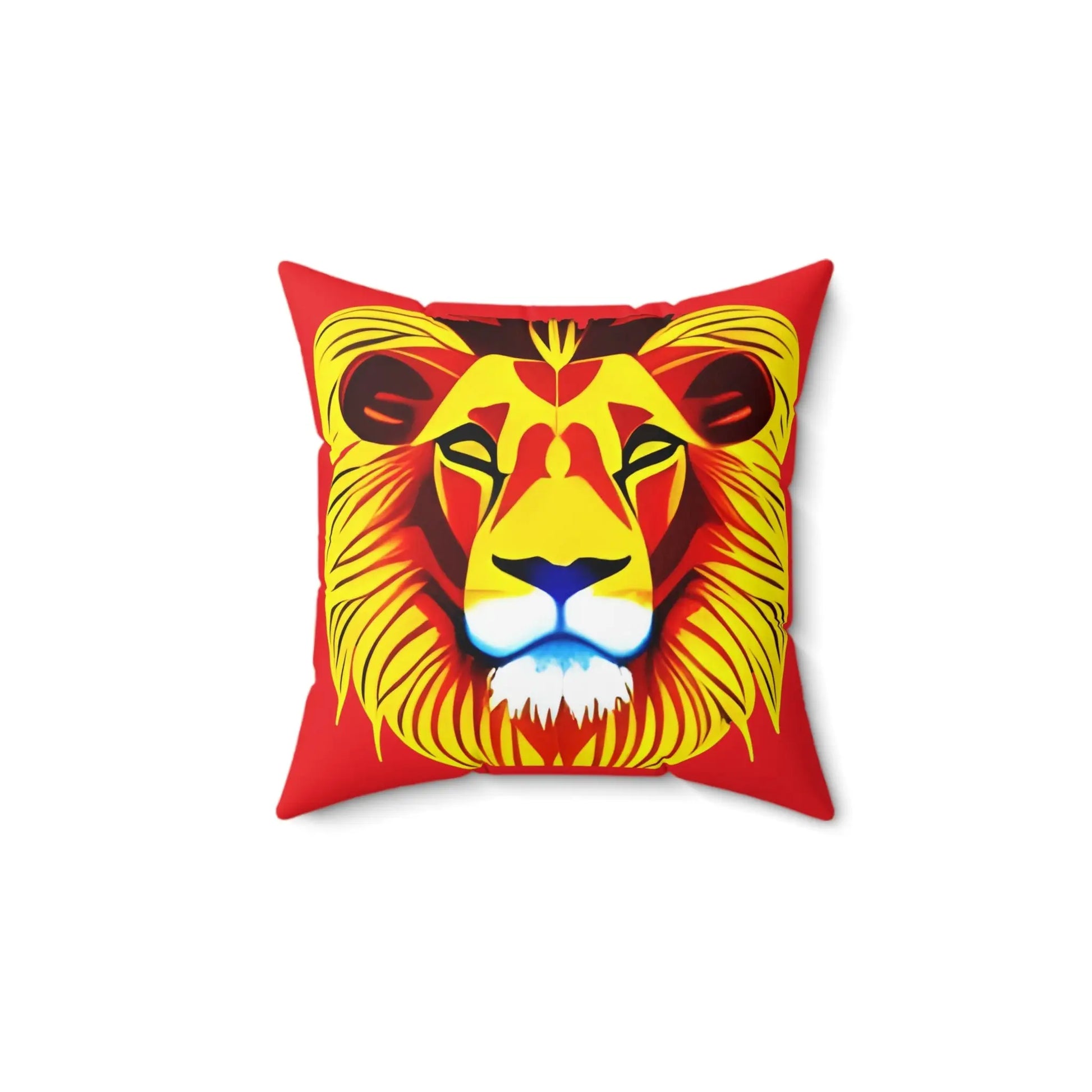 Lion Head Red Square Throw Pillow