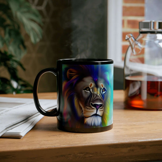 Lion Rainbow Black Mug