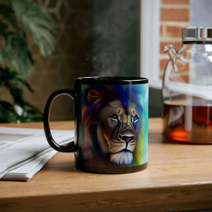 Lion Rainbow Black Mug