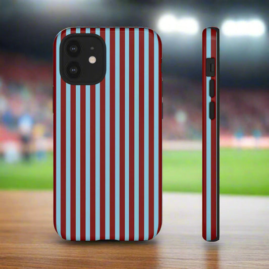 Maroon and Light blue Striped Tough Phone Case for iPhone, Samsung, and Google Phones