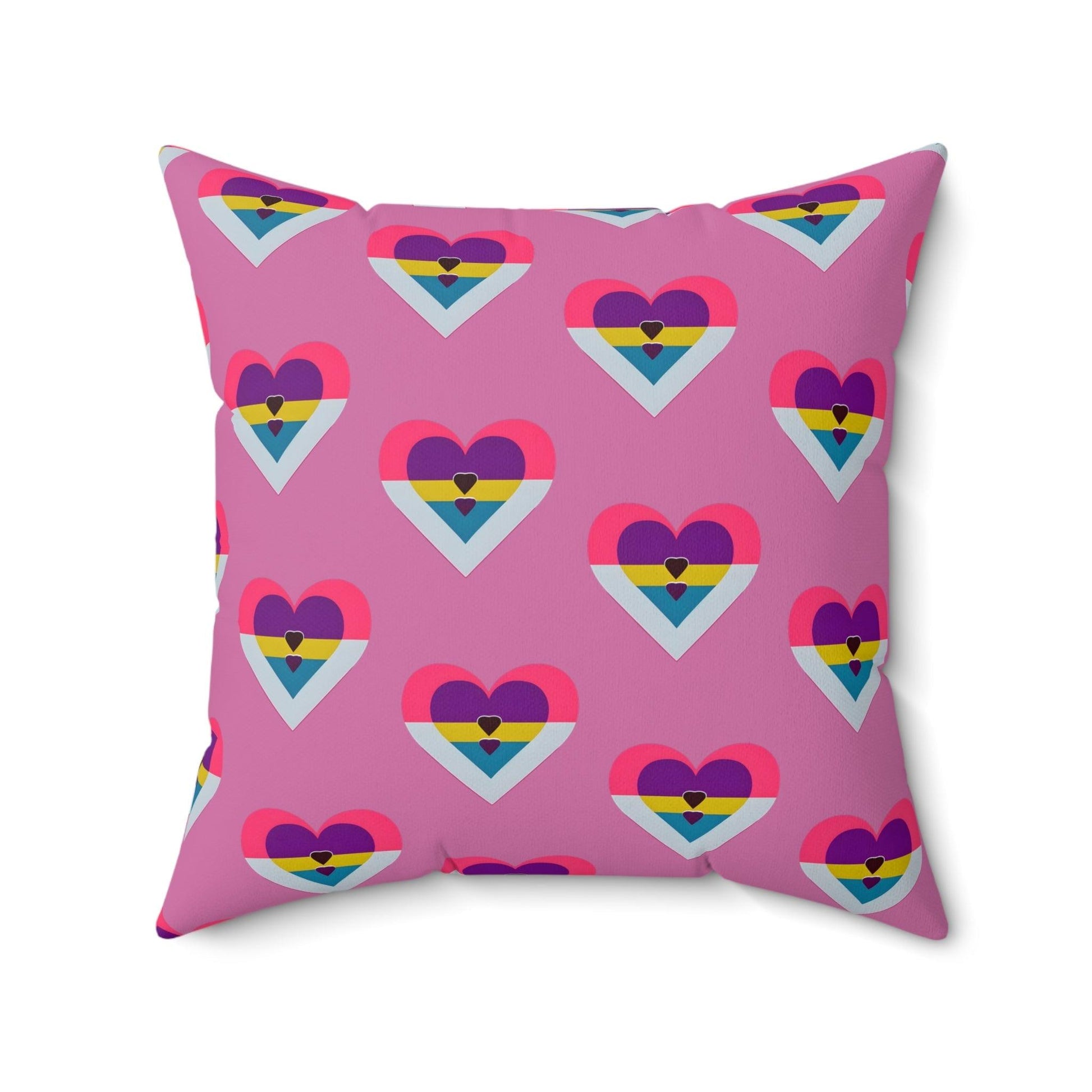 Multi Heart image Polyester Square Pillow