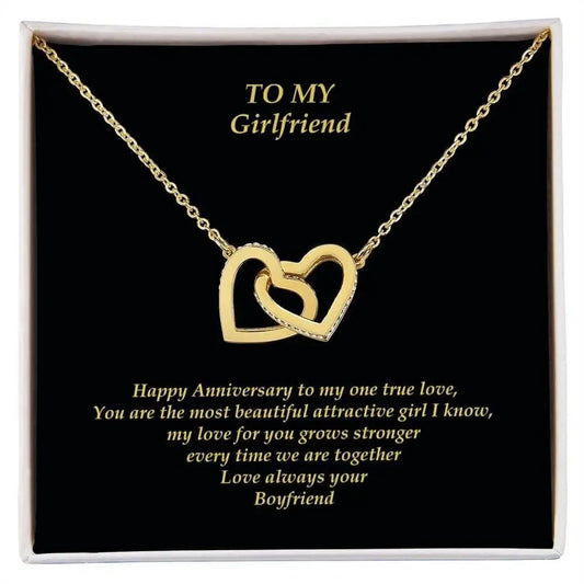Girlfriend Gold Heart Necklace with Message Card
