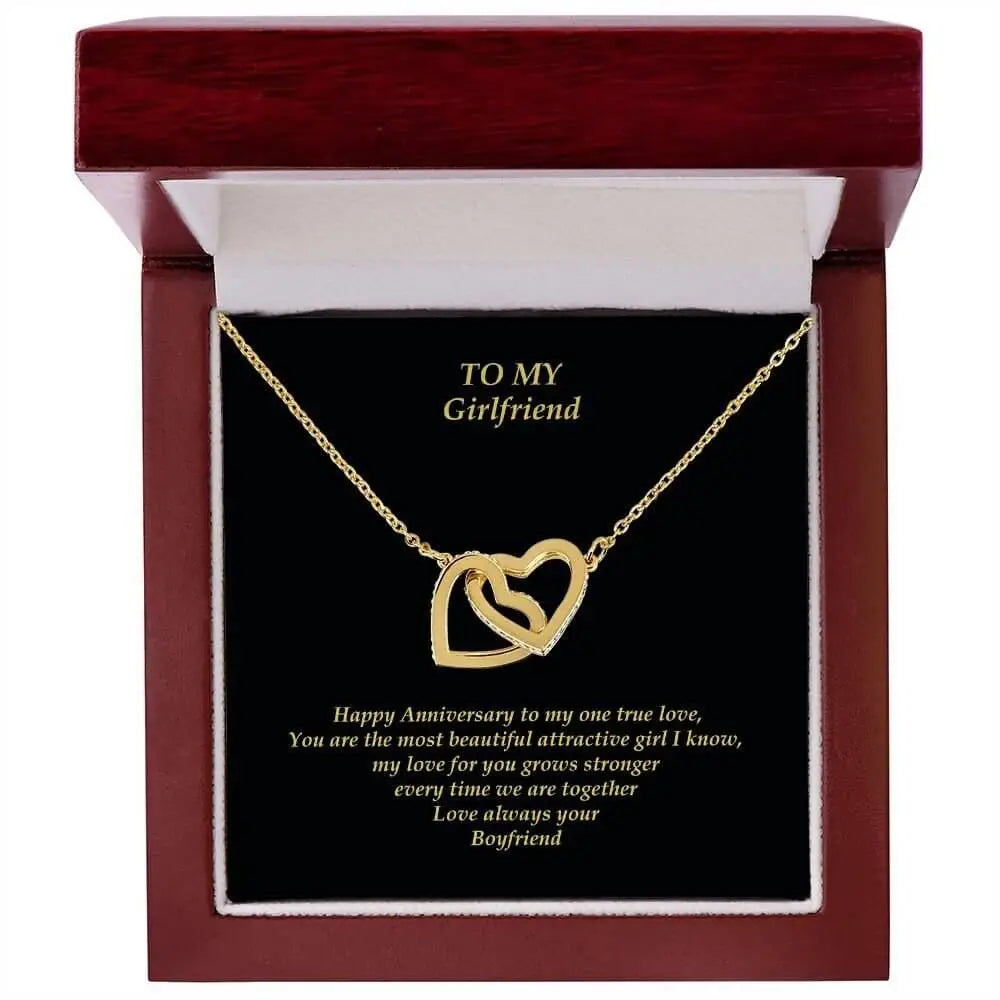 Girlfriend Gold Heart Necklace with Message Card