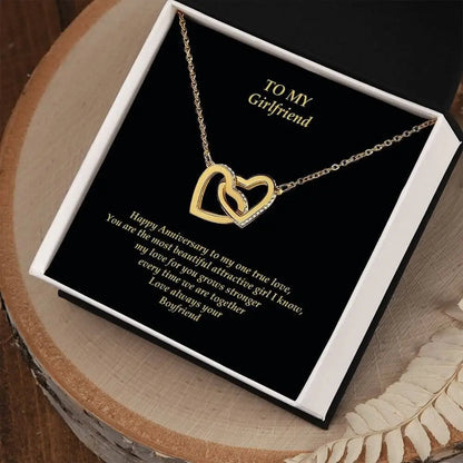Girlfriend Gold Heart Necklace with Message Card