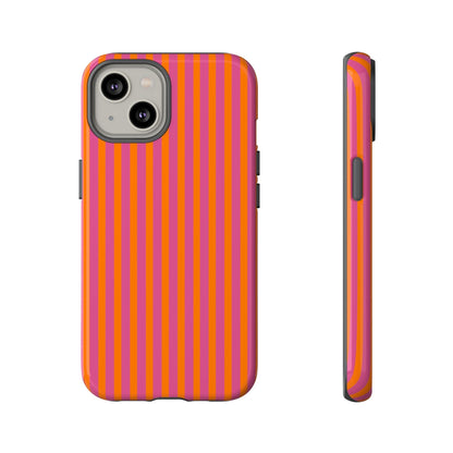 Orange and Pink Striped Tough Phone Case Cover - iPhone 14 / Glossy - Phone Case