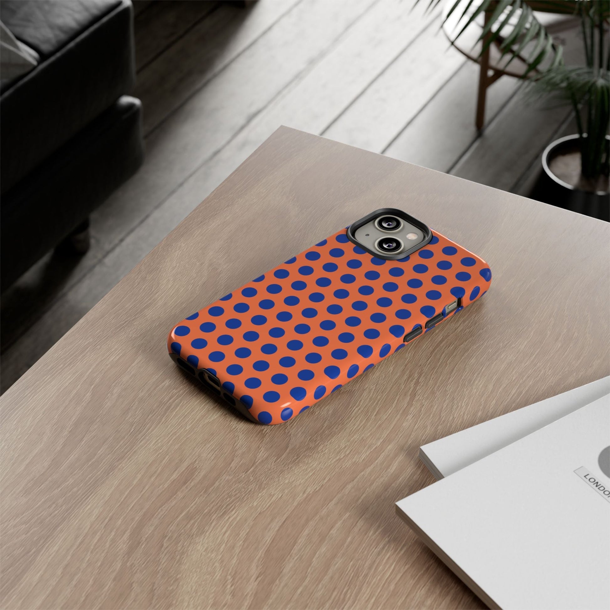 Orange Blue Polkadot Phone Case Cover - Phone Case
