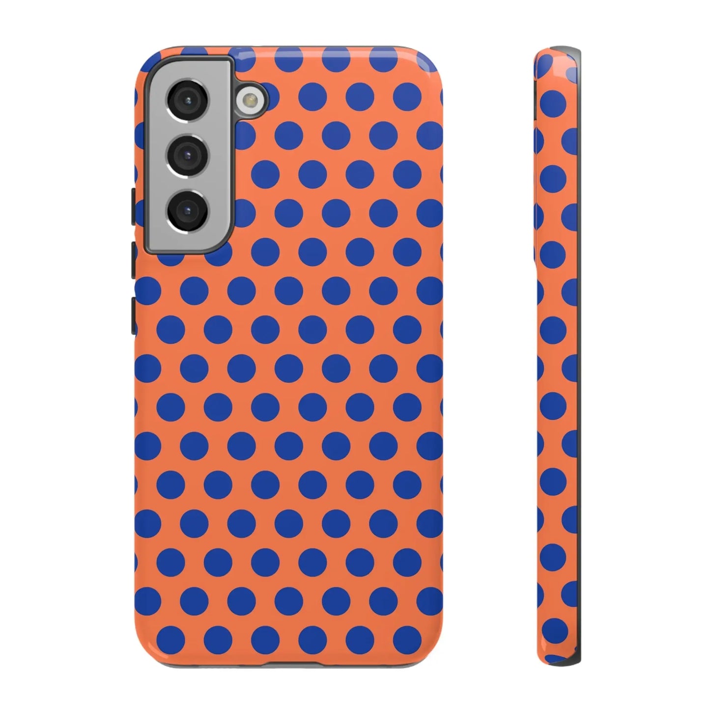 Orange Blue Polkadot Phone Case Cover - Samsung Galaxy S22 Plus / Glossy - Phone Case