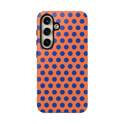Orange Blue Polkadot Phone Case Cover - Samsung Galaxy S24 / Glossy - Phone Case