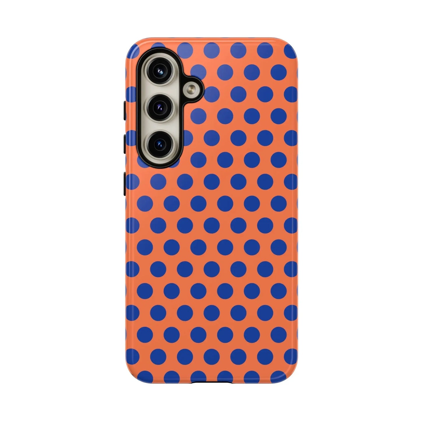 Orange Blue Polkadot Phone Case Cover - Samsung Galaxy S24 / Glossy - Phone Case