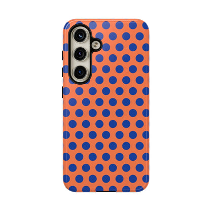 Orange Blue Polkadot Phone Case Cover - Samsung Galaxy S24 / Glossy - Phone Case