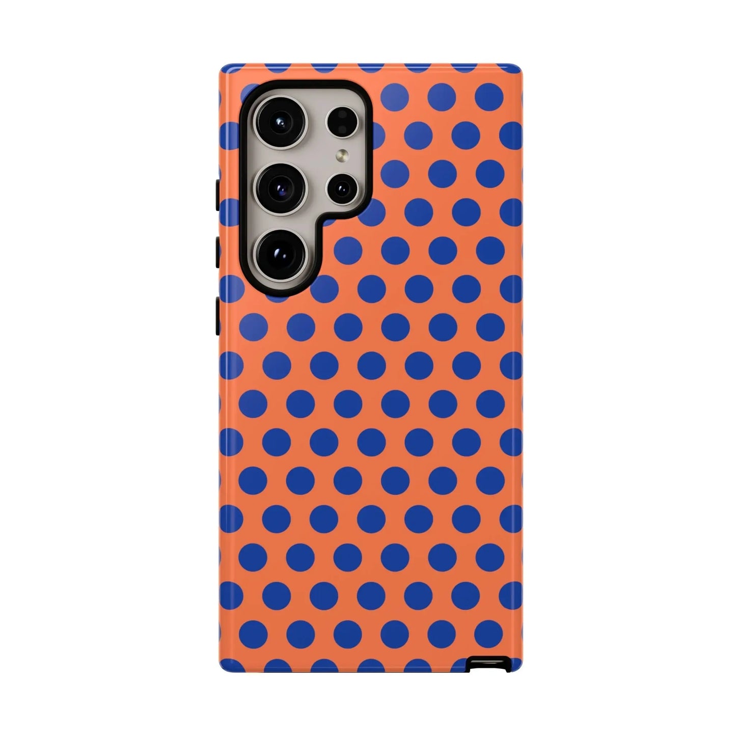 Orange Blue Polkadot Phone Case Cover - Samsung Galaxy S24 Ultra / Glossy - Phone Case