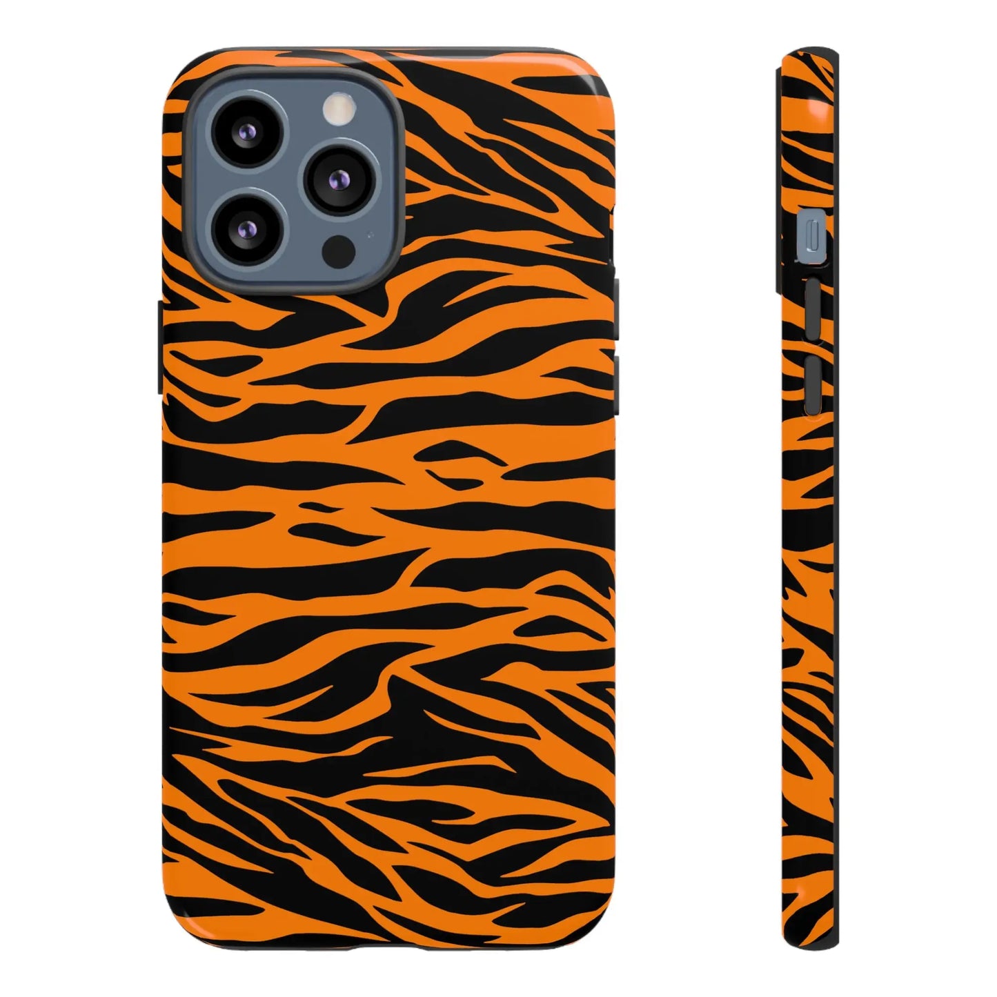 Vibrant orange tiger print phone case with black stripes on the back for iphone 12 pro max mobile phone cases
