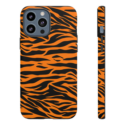 Vibrant orange tiger print mobile phone case with black stripes on the back for iphone 12 pro max