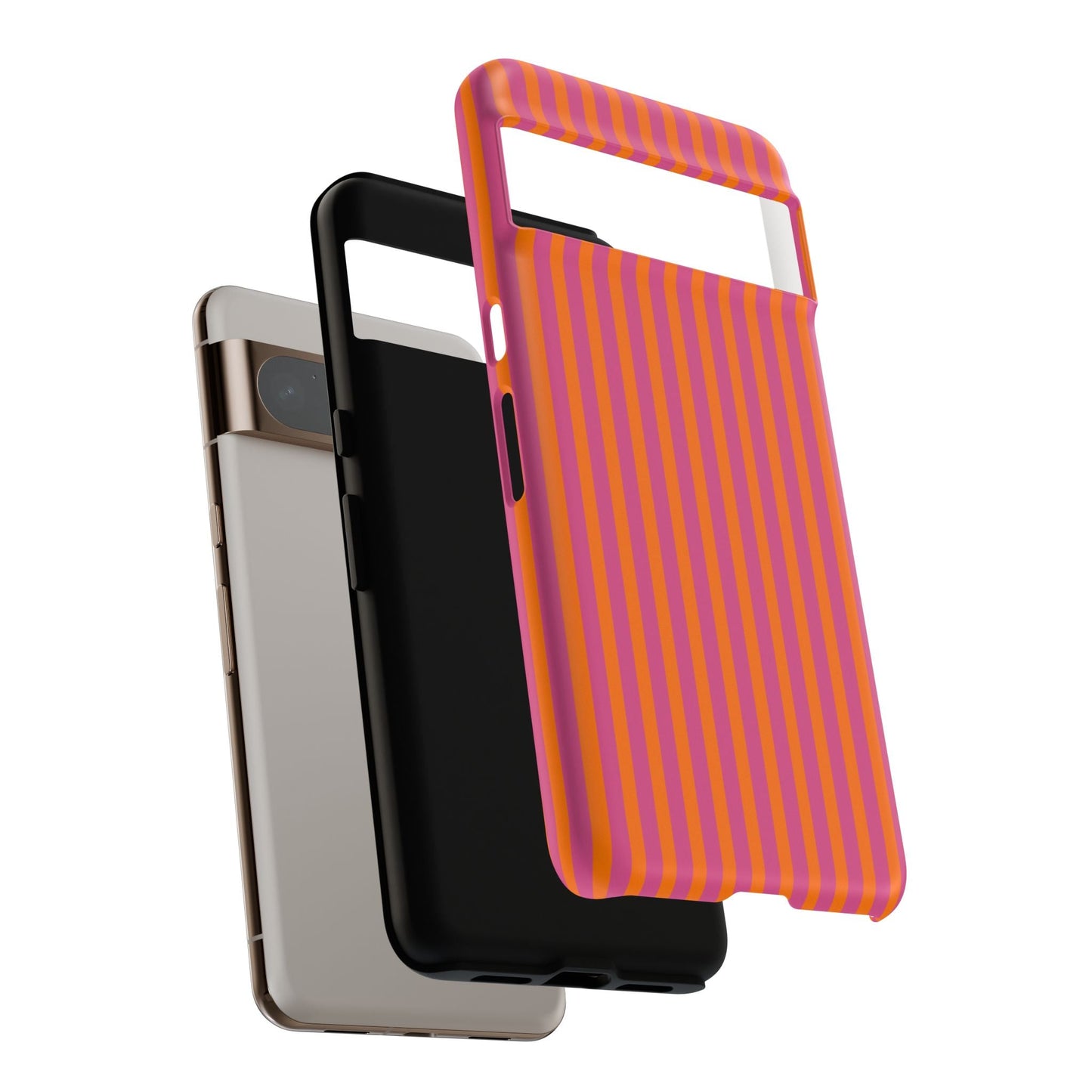 Orange Pink Striped Tough Phone Cases - Phone Case