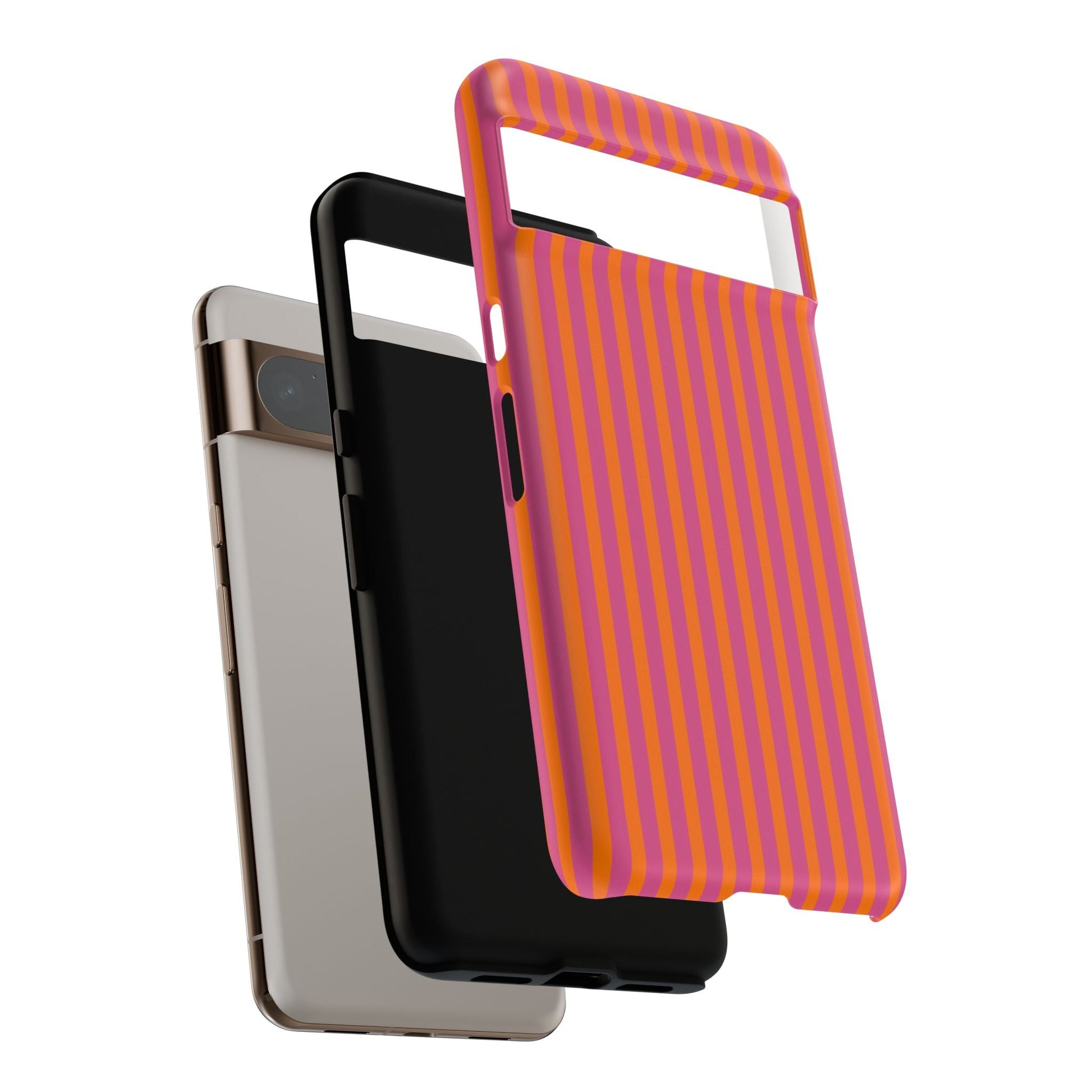 Orange Pink Striped Tough Phone Cases - Phone Case